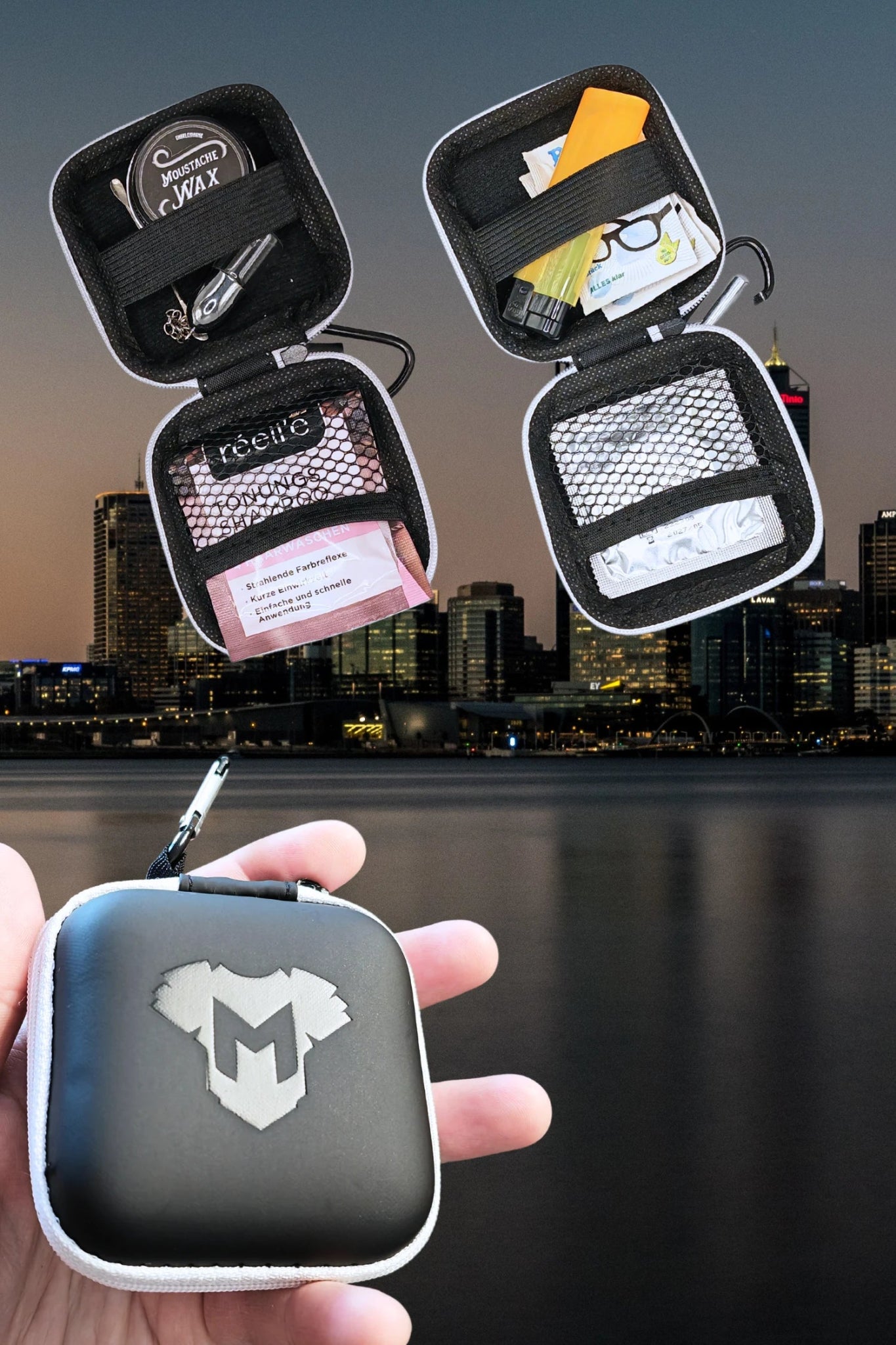 Jax Wanderlust. Mini Zip - Case with Carabiner. Black + White - Maskulo - MCS102 - YX - Maskulo Global (EU) Store