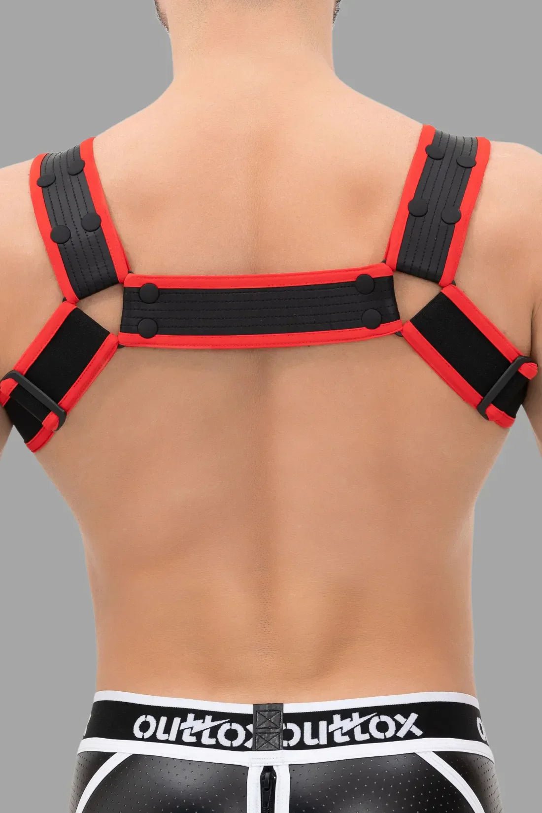 Outtox. Bulldog Harness with Snaps. Black & Red - Outtox - XHR107 - Y5 - Maskulo Global (EU) Store