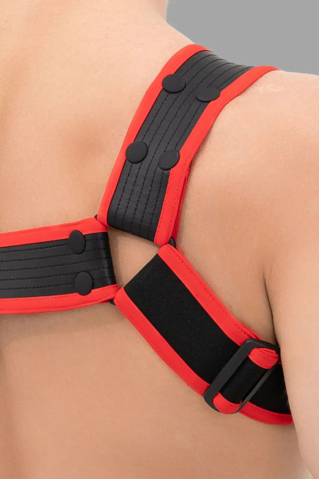 Outtox. Bulldog Harness with Snaps. Black & Red - Outtox - XHR107 - Y5 - Maskulo Global (EU) Store
